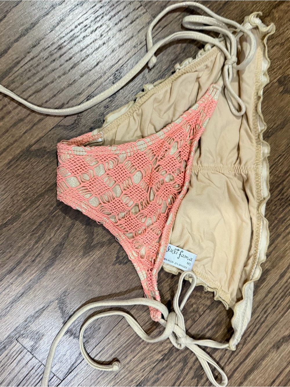Luli Fama 2 Bikini Bottoms beige and pink